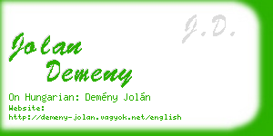 jolan demeny business card